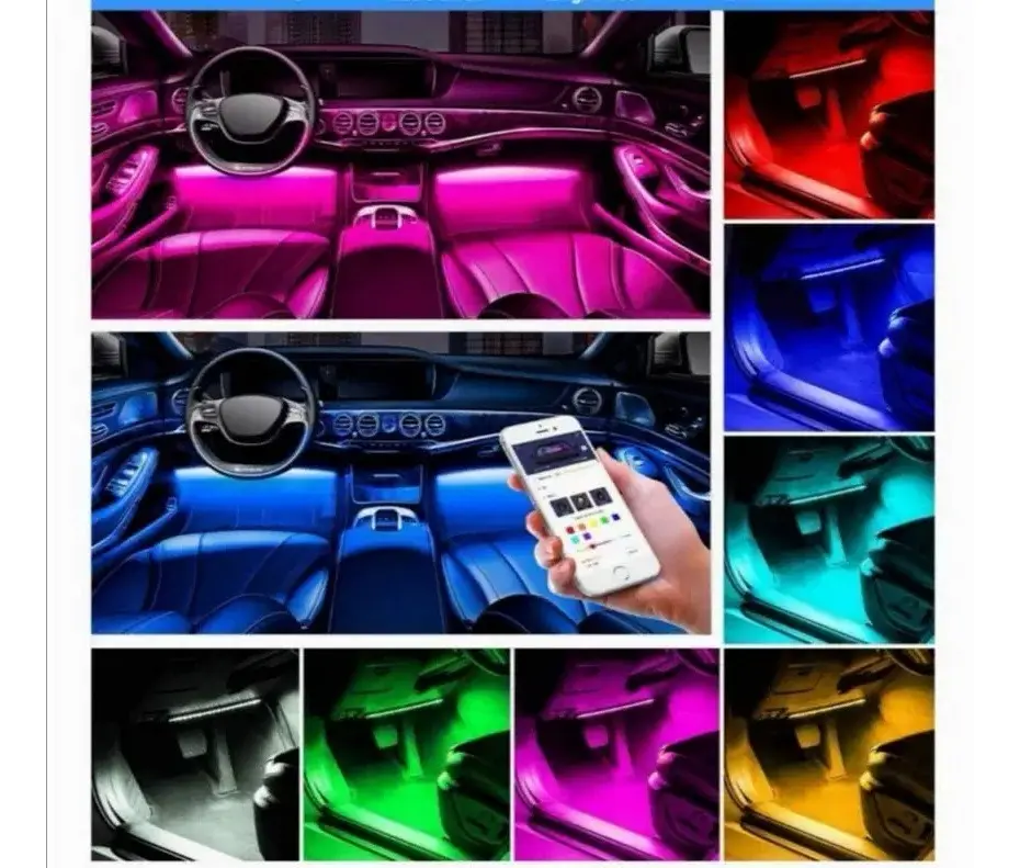199325.png Luces Led Interior Auto Rgb 4 Tiras - Imagen 1