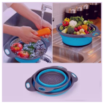 Colador Azul Retráctil con Escurridor